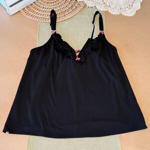 Betsey Johnson Black Camisole with Pink Bows